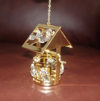 WISHING WELL~ 24K GOLD PLATED FIGURINE ADORNED USING SWAROVSKI CRYSTAL ELEMENTS