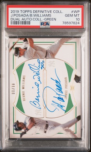 2019 Topps Definitive Jorge Posada Bernie Williams Dual Auto Green 01/10 PSA 10 - Picture 1 of 2