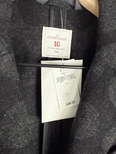 Gap Blazer Womens 10 Black Gray Wool Blend Jacket Polka Dot Office Career NEW - Picture 4 of 10