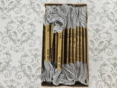 Lot 13 Skeins Lily Mills Co. Six Strand Floss #457 Gray 8 yards NOS