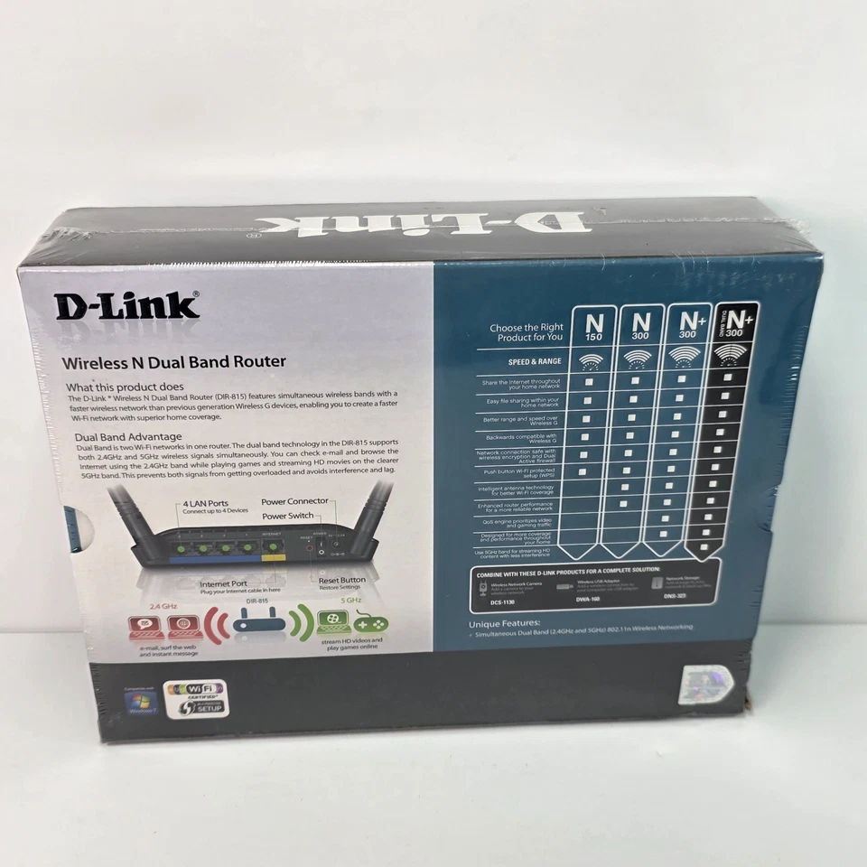 D-Link DIR-815 300 Mbps 4-Port 10/100 Wireless N Dual Band Router NIB! New - Image 3 of 4