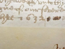 1632 Witham Essex Vellum Deed Document Unusual original stitched repair