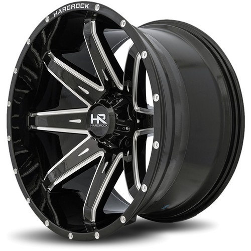 (Set of 4) HardRock H502 Painkiller 20x10 6x5.5" -19mm Black/Milled Wheels Rims - Picture 3 of 10