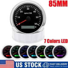 85MM Waterproof Tachometer 0-6000RPM With Hourmeter Gauge For Boat Car Truck US