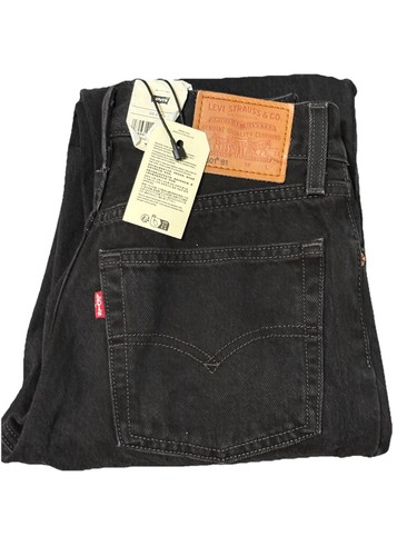 Pantalones de mezclilla Levi's Premium para mujer 501 '81 pierna cónica tiro alto botón mosca negros 24X31 - Imagen 2 de 14