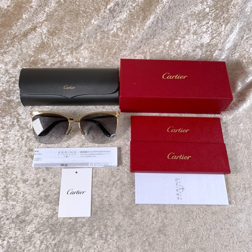 Cartier Sunglasses CT0124S-001 Panthere de Cartier Gold Frame 59-16-140 w/Box - Picture 3 of 21