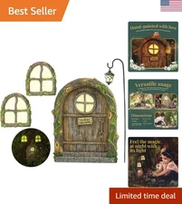 Fairy Door Kit with Glow Windows & Mini Lantern – Enchant Your Garden Spaces