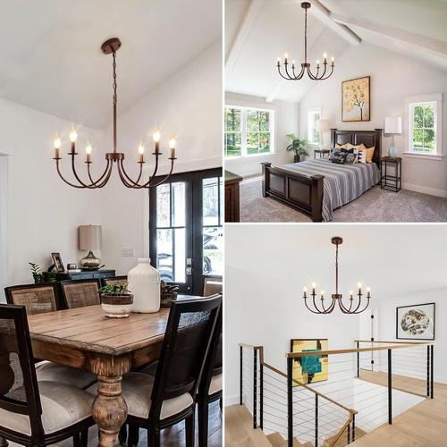 Farmhouse Chandelier, 6-Light Chandeliers for Dining Room Lighting Fixtures H... - Picture 3 of 9
