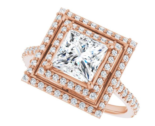 IGI Certified Lab Grown Diamond Wedding Ring 1.60 CT Princess Cut 18K Rose Gold - Picture 4 of 13