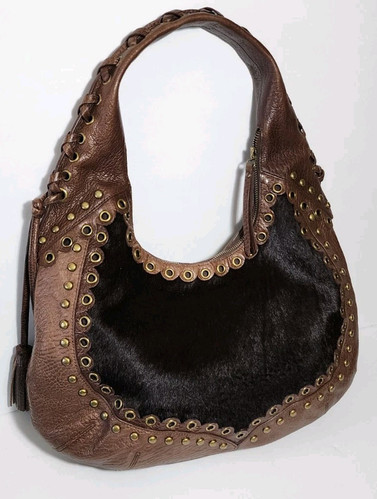 ISABELLA FIORE Y2K HENDRIX LEATHER TASSELED CORSET CALF HAIR SHOULDER BAG $895 - Picture 7 of 17