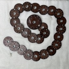 Women  s Brown Leather Belt Round Links Approximately Size MED