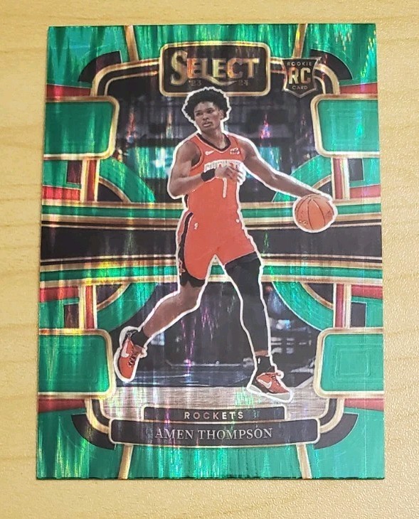 2023-24 Panini Select - Concourse Amen Thompson #96 Green Shock Prizm (RC)