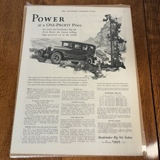 Vintage Studebaker Big Six Magazine Print Ad Car Illustration 10.5x14