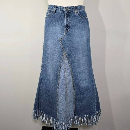 Vintage Canyon River Blues Patchwork Denim Jeans Maxirock 11 Damen Used-Look - Bild 2 von 14