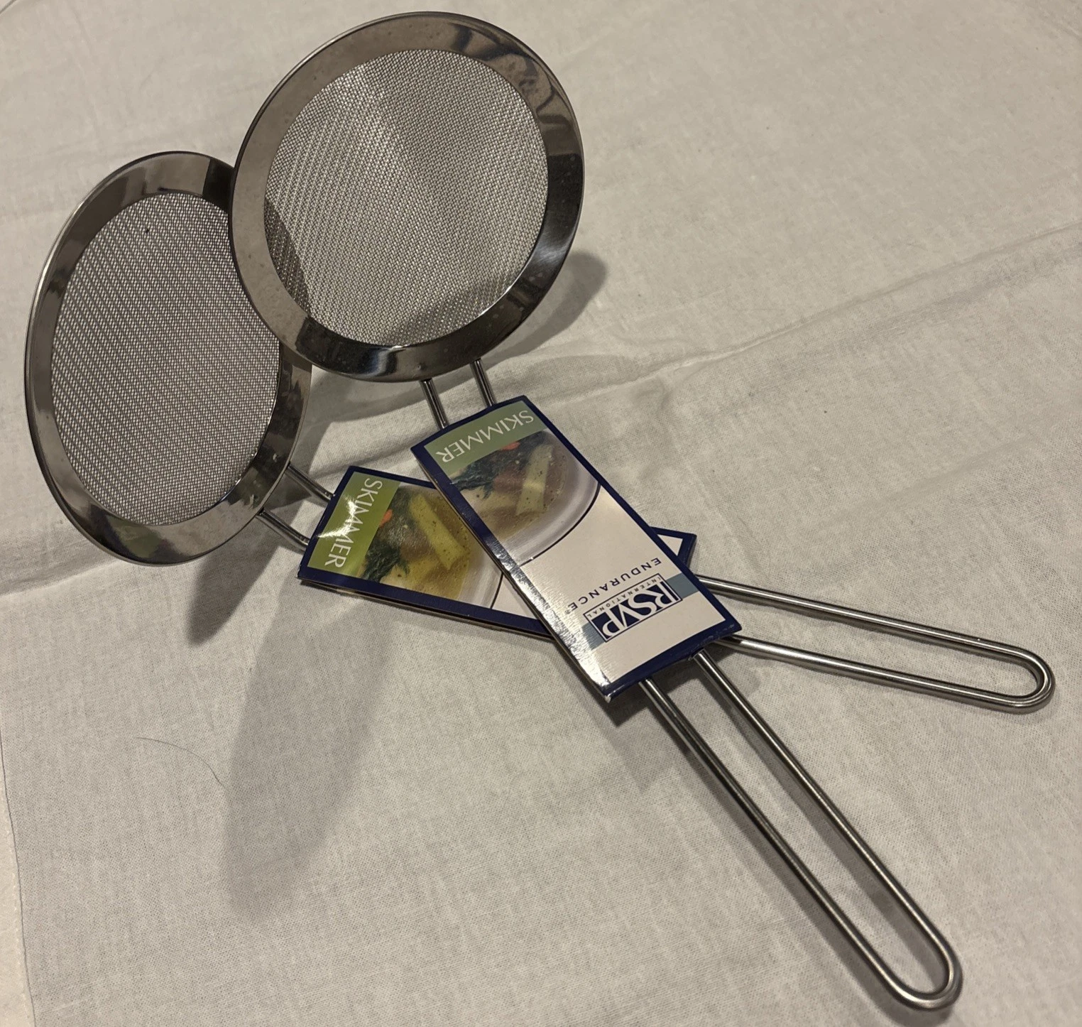 RSVP Endurance 18/8 Stainless Steel Fine SKIMMER Dishwasher Safe Set Of 2