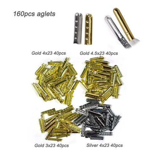 Shoelace Aglets Crimping Tool, 160pcs Metal Shoelaces Tips End Caps, Crimpe T... - Picture 2 of 5