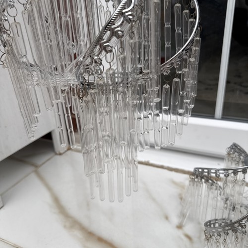 Silber Paar Deckenleuchter Lampenschirme - schöne Schirme H 33 x breit 24 cm - Bild 8 von 14