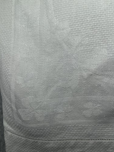 Antikes weißes Leinen Damast Huck Handtuch Kleeblätter Top Zustand - Bild 9 von 21