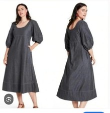 Rachel Comey x Target Size 0 Gray Chambray Puff Sleeve Relaxed Long Dress