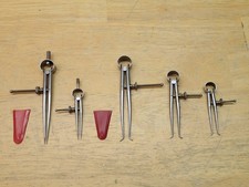 Starrett Lot of 5 Vintage Round Leg Spring Divider and Inside Caliper User Items