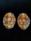 Vintage Miriam Haskell cluster 1950s clip on pearls glass gold tone  verified