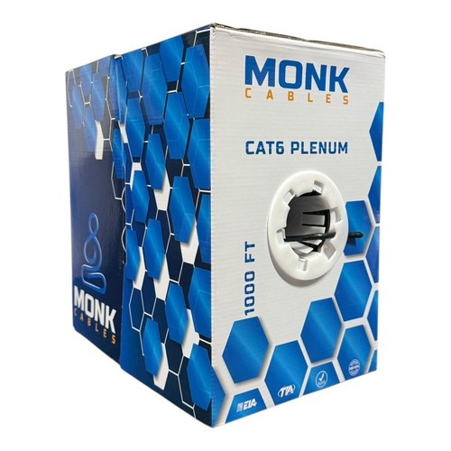 Monk Cables CAT6 cavo plenum 1000 piedi nero UTP 23AWG 550 MHz DSX-8000 NUOVO - Foto 6 di 9