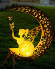 Solar Garden Statues Outdoor Decor, Fairy Moon Figurine Light Stake, Housewarmin