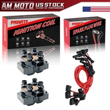 2PCS Ignition Coils & Spark Plug Wires For Ford F150F250 Lincoln Mercury FD487