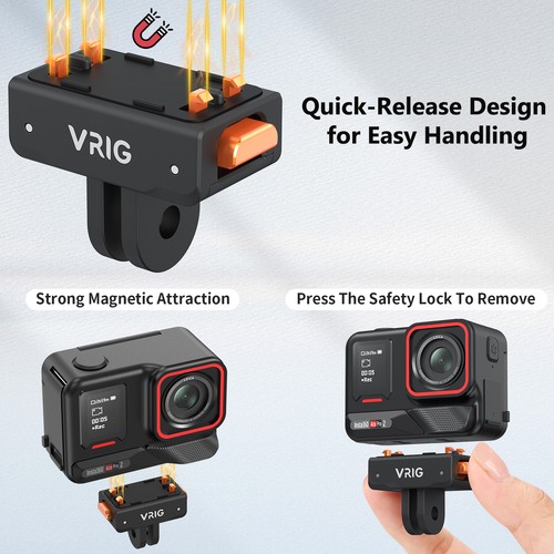 VRIG AC-41 Quick Release Mount VRIG Magnetic 2-Prong For GoPro Hero 11 10 9 - Picture 12 of 16