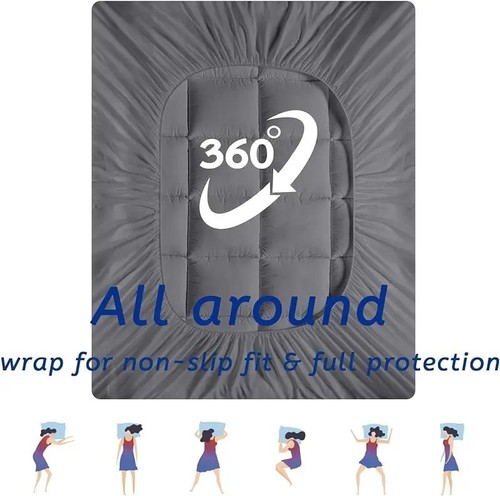 Mattress Topper Thick Cover Back Pain Protector Cooling Comfort Pad Down Filling - Picture 24 of 48