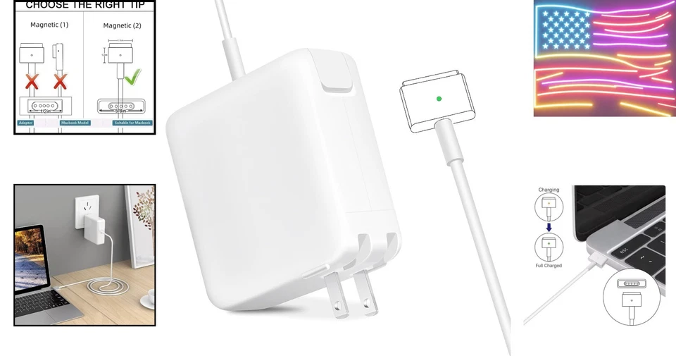 Efficient 45W MacBook Air Charger with LED Charging Indicator - T-Tip Connector - Image 2 of 4