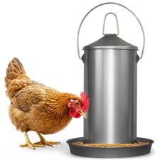 8.8 Lb Stainless Steel Hanging Chicken Feeder no Waste Food-Grade - Poultry F...