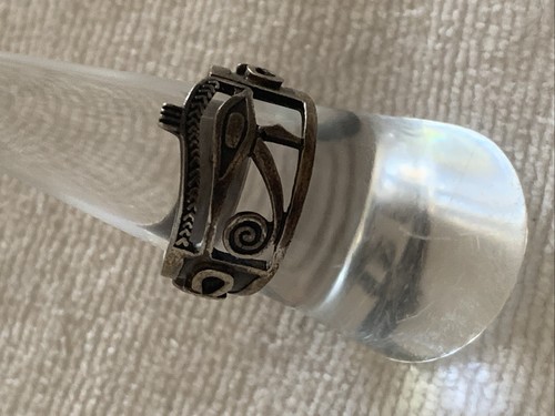 Anello Ankh Egiziano Vintage Argento Sterling Occhio di Horus Misura 7,25 - Foto 13 di 19
