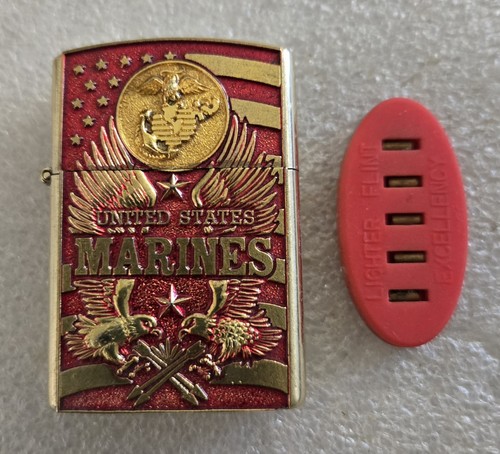 Vintage Cigarette Lighter United States Marines with Flints Made Korea