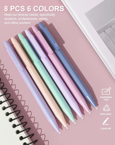 20pc Mechanical Pencil Set 0.5/0.7mm Eraser 480 Refills Cute Preppy School Case - Picture 2 of 11