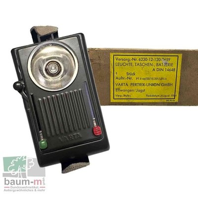 Handleuchte Bundeswehr 1964 Neuwertig Varta Pertrix-Union Taschenlampe Morse BW