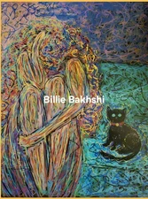 Expressive Woman With Black Cat Original Colorful Figurative Acrylic 11x14