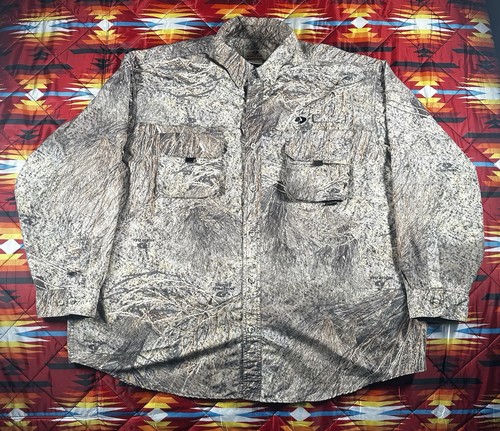 Mossy Oak Button Down Shirt Men 2XL Tan Brush Camo Hunting Cotton Mill Outdoors - Picture 1 of 11