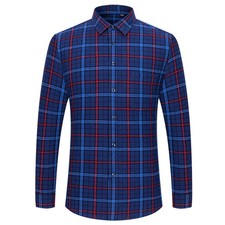 Fall Winter 100 Cotton Long Sleeve Men's Plaid Flannel Shirts with Pocket