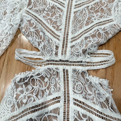 Vestido For Love And Lemons Blanco Manga Campana Vaina Blanco Encaje Talla S - Imagen 10 de 14