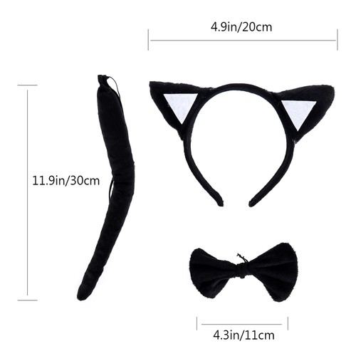 3 Pcs/set Baby Kids Ear Headband Bow Tie and Tail for Costume Party - Picture 7 of 7