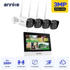 ANNKE 4CH NVR 7" Monitor 3MP WiFi Security Camera System Two-Way Audio Outdoor