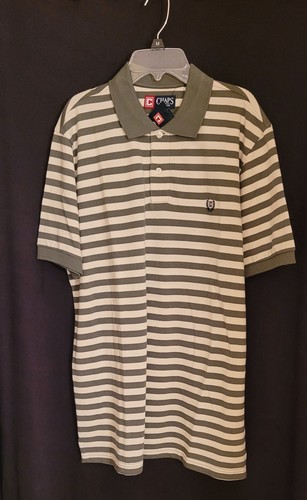 NWT MENS SIZE M CHAPS OLIVE GREEN STRIPED POLO SHIRT - Picture 3 of 5