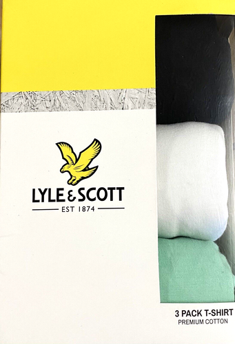 New Mens Lyle & Scott 3 Pack T Shirts Black / White / Green Size M SALE - Picture 4 of 4