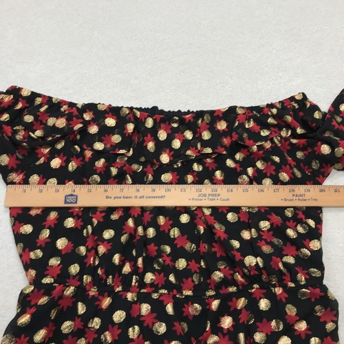 Lane Bryant Top Womens 18 / 20 Black Red Gold Off Shoulder Ruffles Blouse - Picture 13 of 19