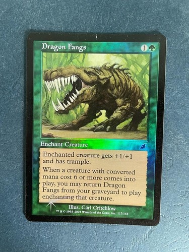 MTG FOIL SCOURGE DRAGON FANGS NM MAGIC THE GATHERING GREEN COMMON ENCHANTMENT - Picture 3 of 6