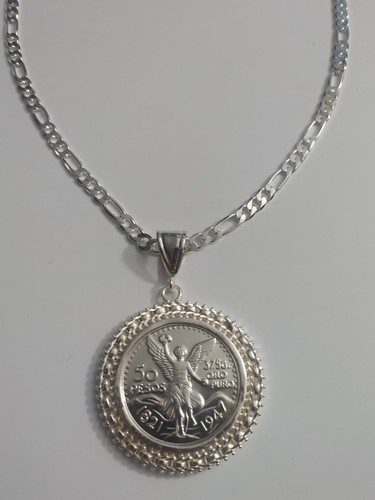 Centenario Coin Silver Plated Rope bezel / chain Centenario Plateado con cadena - Bild 5 von 10