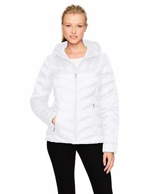 Spyder Women's Geared Hoody Synthetic Down Jacket, White, Large