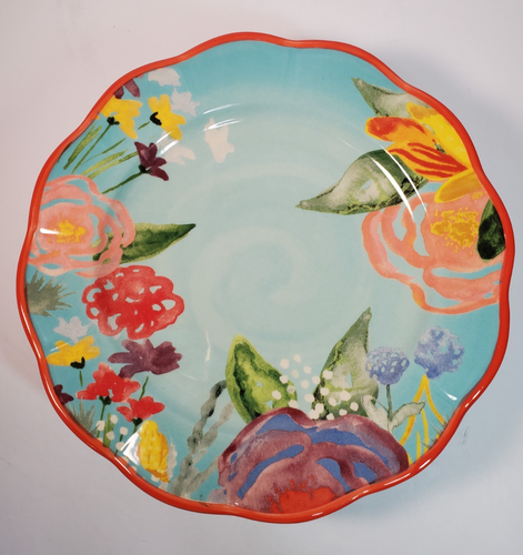 The Pioneer Woman Plates Six Salad Dessert Appetizer Celia Aqua Floral 8.75" Tag - Picture 14 of 22