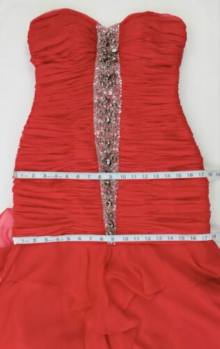 Small SUE WONG Nocturne RED Lightweight Bejeweled Strapless Ball Gown - Picture 23 of 24